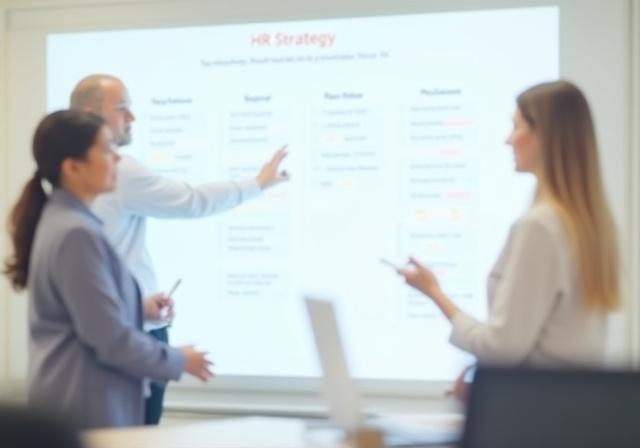 Konsulent der præsenterer HR strategi på whiteboard